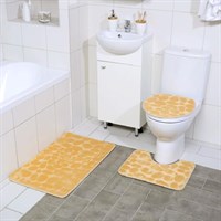 Набор ковриков для ванной и туалета Доляна «Галька», 3 шт: 36×42, 40×50, 50×80 см, цвет бежевый